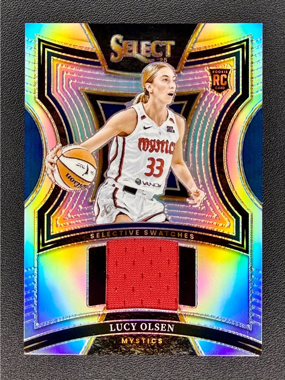 LUCY OLSEN 2025-26 SELECT SILVER HOLO PRIZM ROOKIE RC JERSEY RELIC PATCH MYSTICS